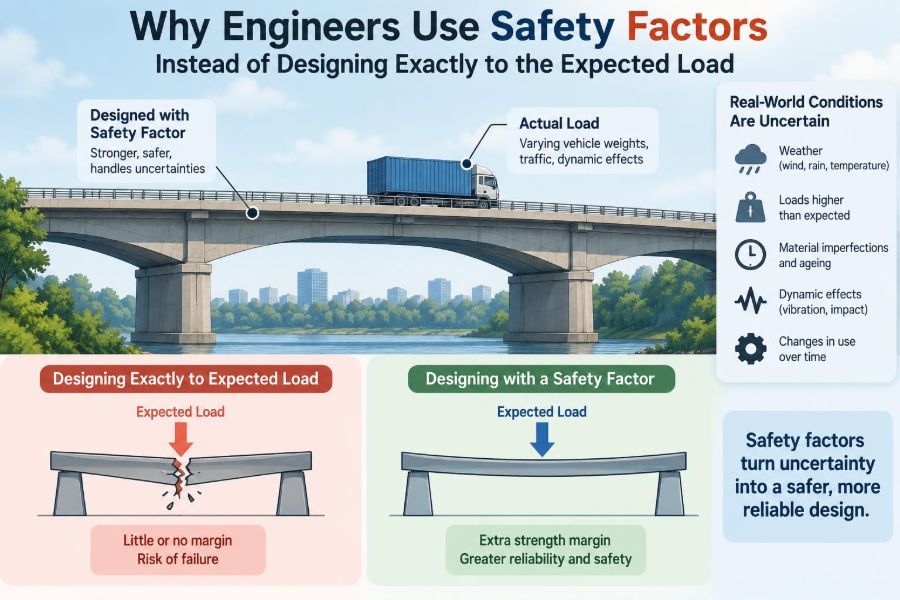 ๐ Why Engineers Use Safety Factors Instead of Designing Exactly to the Expected Load
