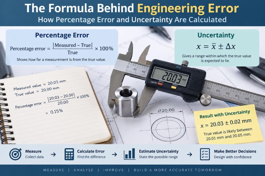 📐 The Formula Behind Engineering Error: How Percentage Error and Uncertainty Are Calculated